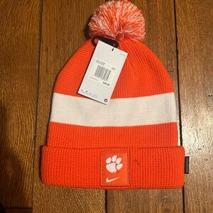 Nike Orange and White Pom Beanie